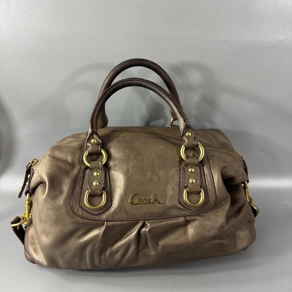 Coach F15447 Ashley Convertible Leather Satchel/ Shoulder Bag,  Pewter Metallic - Picture 2 of 14